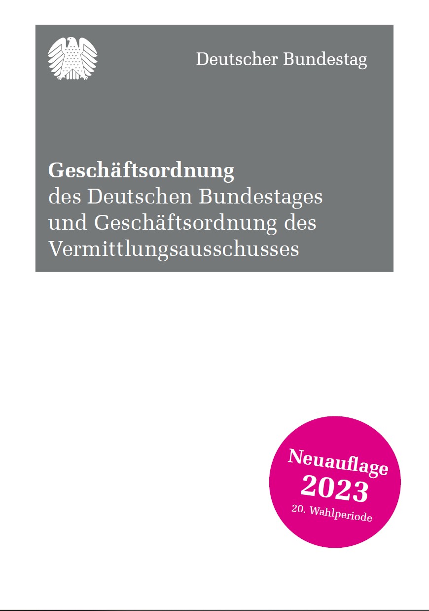 Taschenbuch: Geschäftsordnung des Deutschen Bundestages und des Vermittlungsausschusses