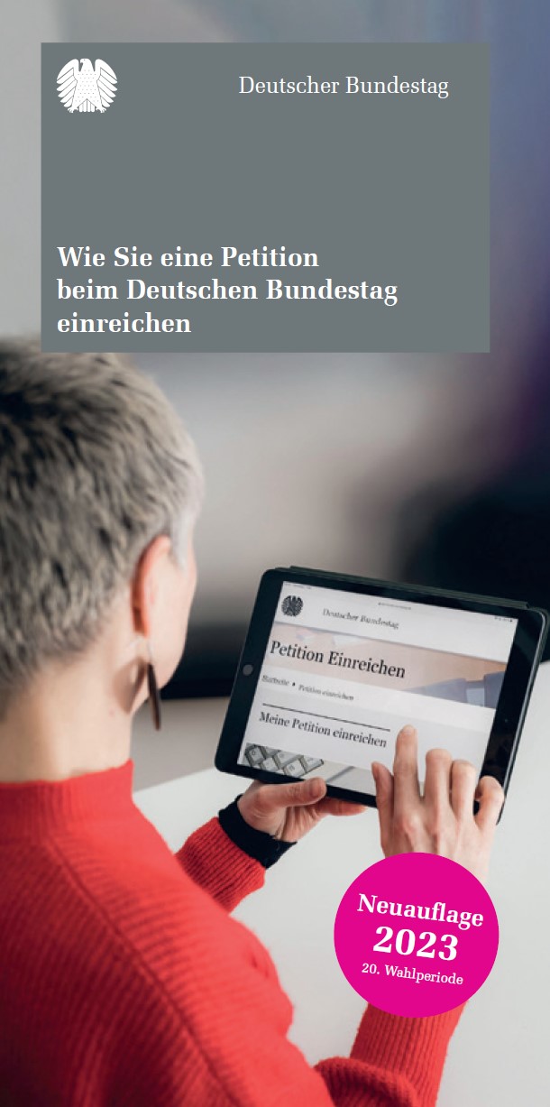 Broschüre: Petitionen im Deutschen Bundestag: Verfahren und Antrag