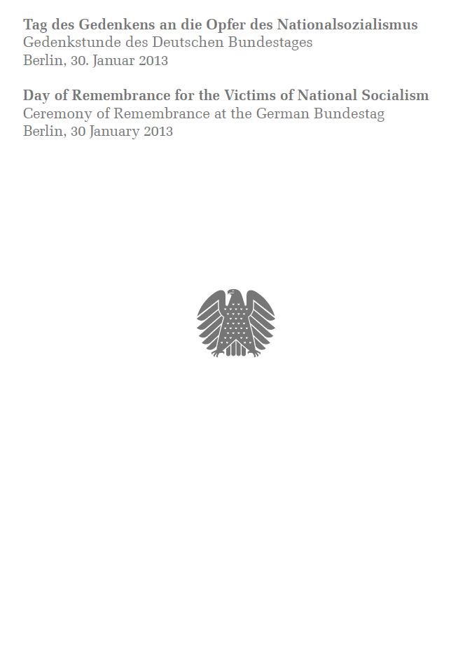 Gedenkschrift: Tag des Gedenkens an die Opfer des Nationalsozialismus 2013