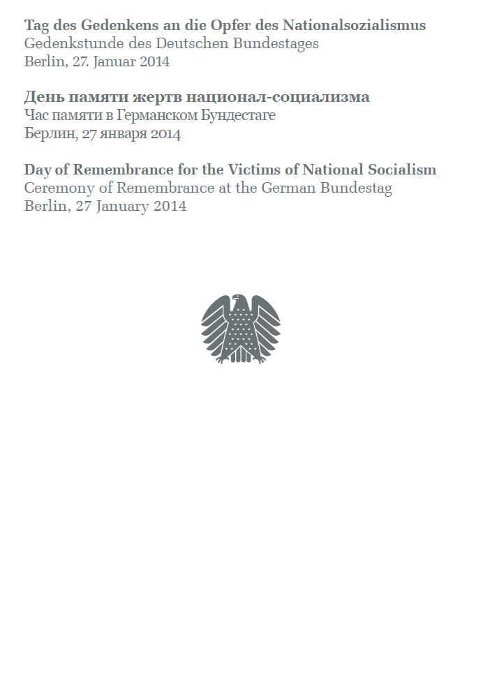 Gedenkschrift: Tag des Gedenkens an die Opfer des Nationalsozialismus 2014