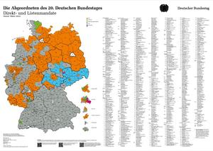 Plakat: Die Wahlkreisplakat in der 20. Wahlperiode (DIN A1 gefaltet)