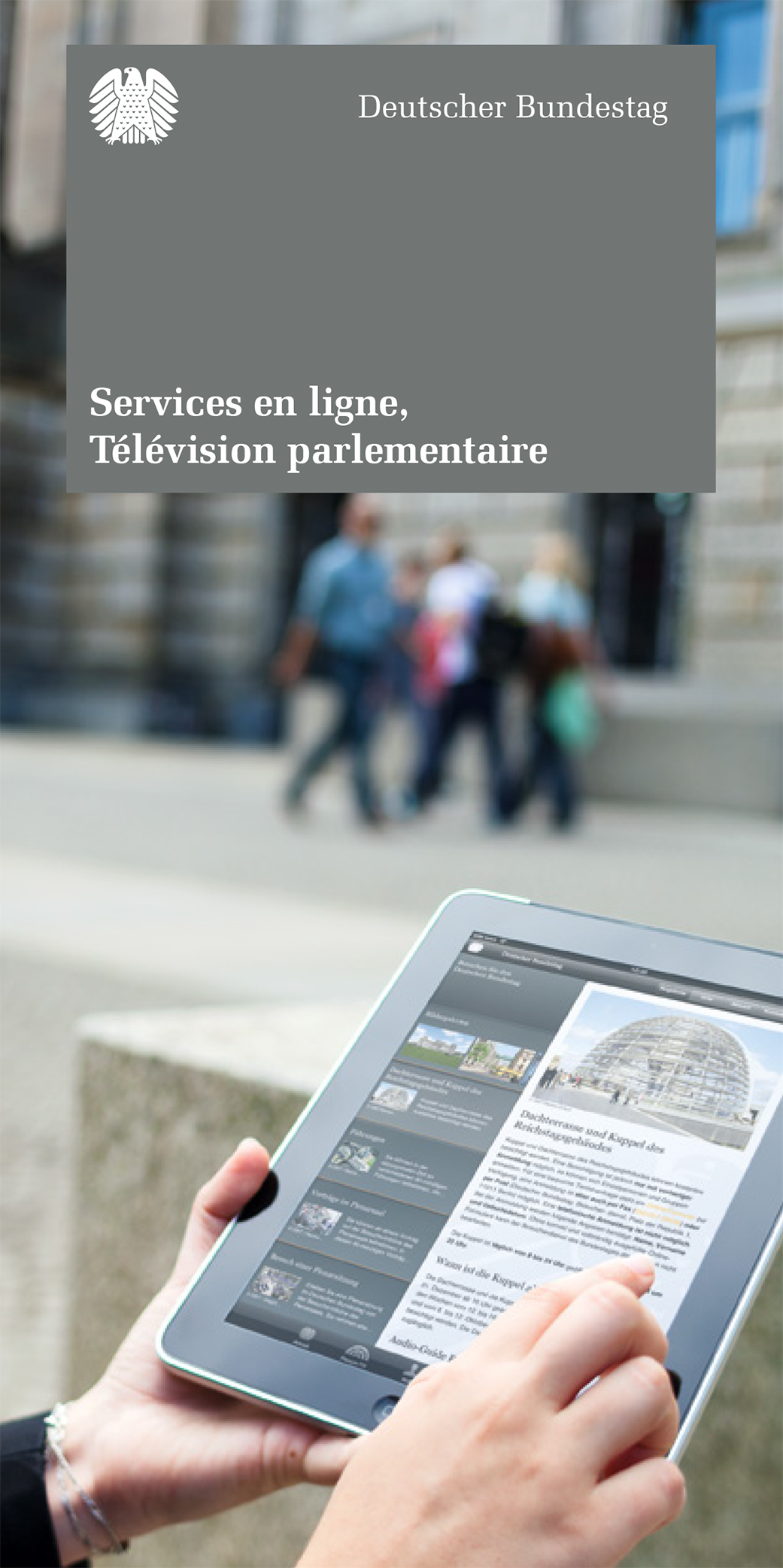 Flyer: Online-Dienste, Parlamentsfernsehen (französisch)